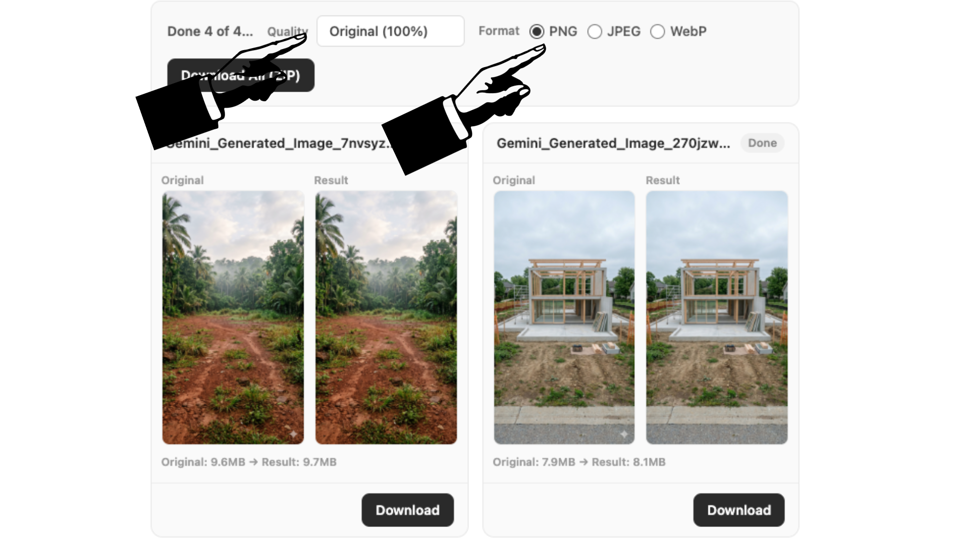 Processing screen showing watermark removal